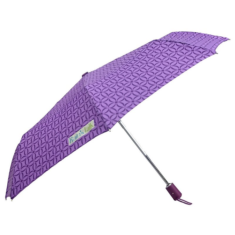 【台灣文創 Rain's talk】翻玩幾何抗UV三折自動開收傘 - 雨傘/雨衣 - 防水材質 紫色