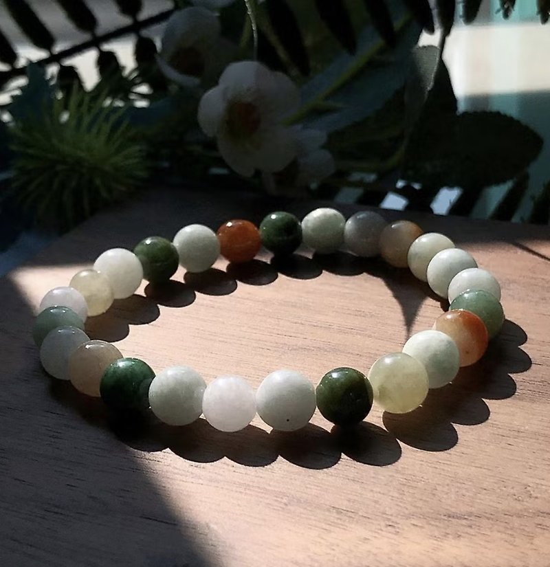 Colorful jade beads | Natural Burmese jade A grade jade | Gifts - Bracelets - Jade Multicolor