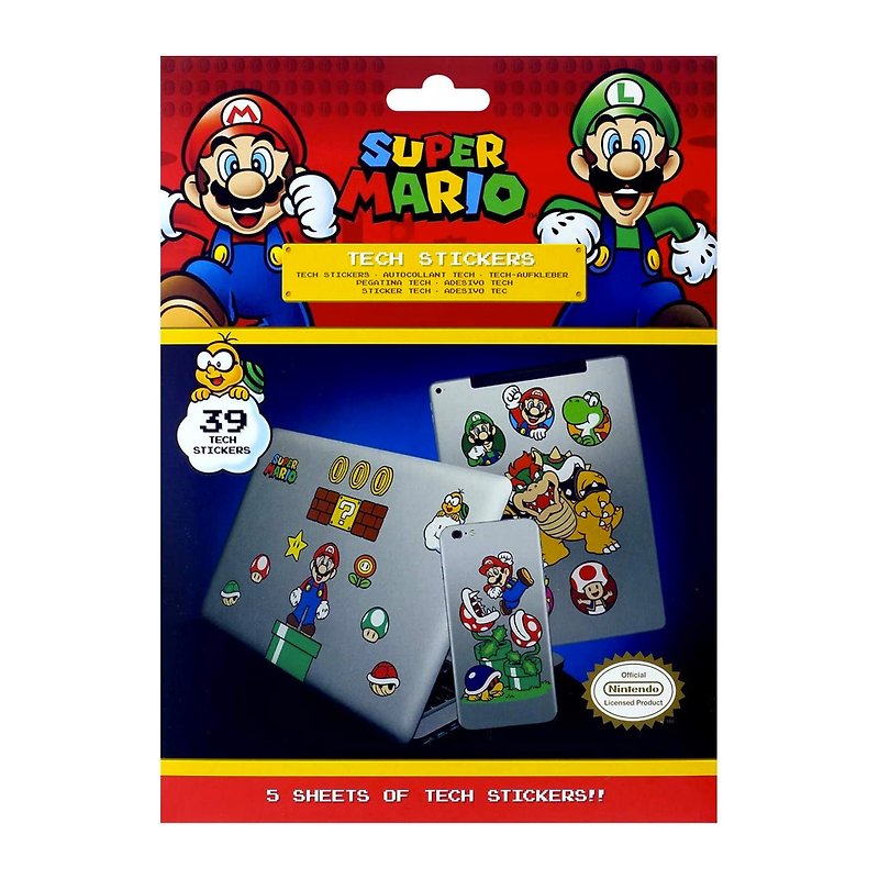 【Imported from UK】Super Mario Tech Stickers (a pack of 39 Stickers) - Stickers - Other Materials Multicolor