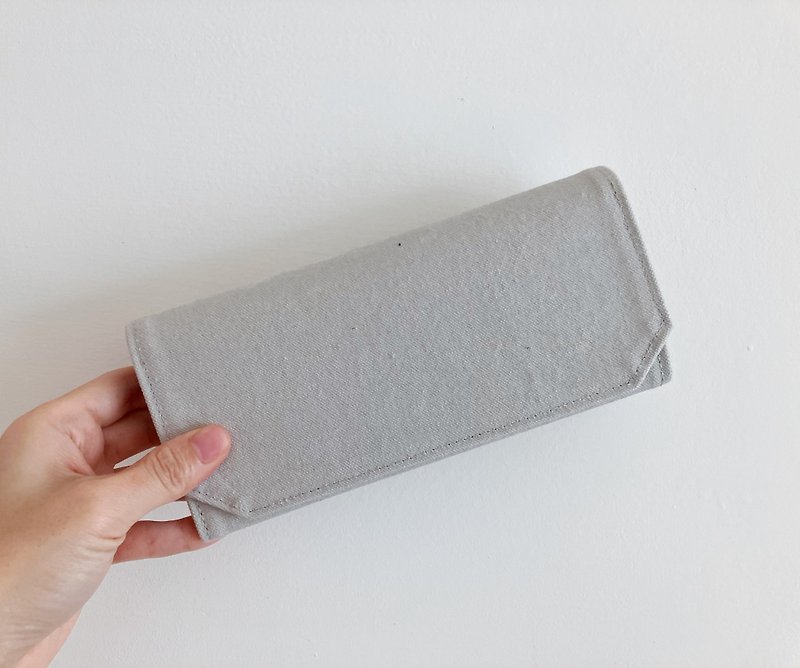 Handmade Canvas Wallet-foggy white - Clutch Bags - Paper White