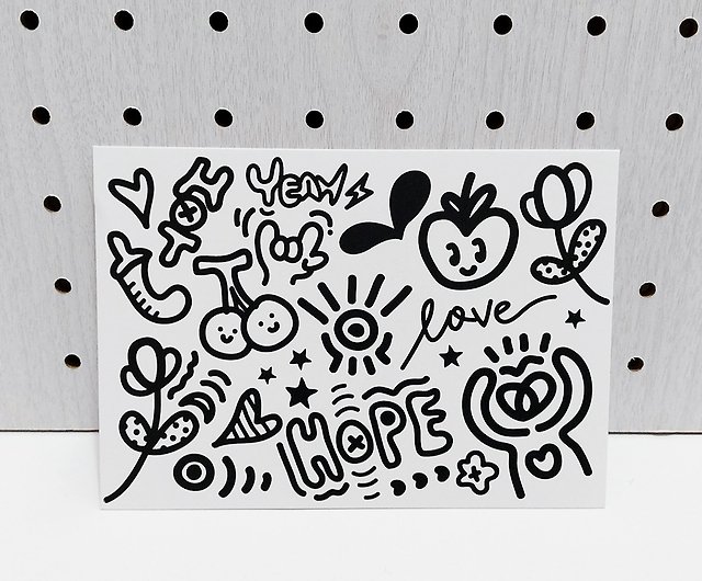 HOPEグラフィティポストカード無料封筒セット/手作りグラフィティステッカー - ショップ Popingartshop カード・はがき - Pinkoi