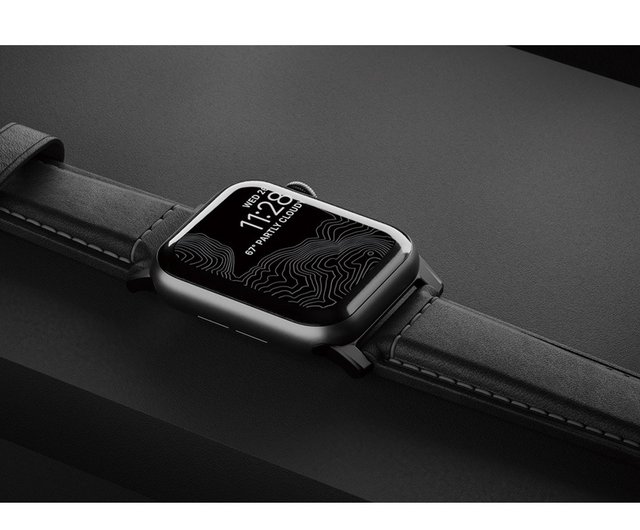 美國NOMAD】 Apple Watch專用質樸黑皮革錶帶經典黑45/44/42mm - 設計館