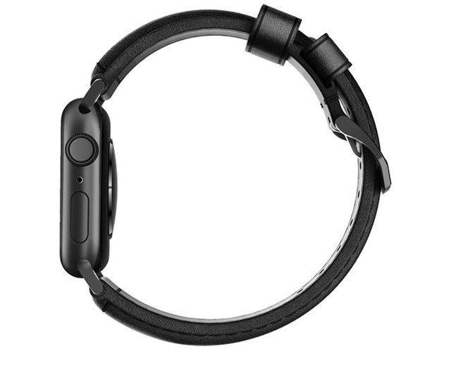 美國NOMAD】 Apple Watch專用質樸黑皮革錶帶經典黑45/44/42mm - 設計館