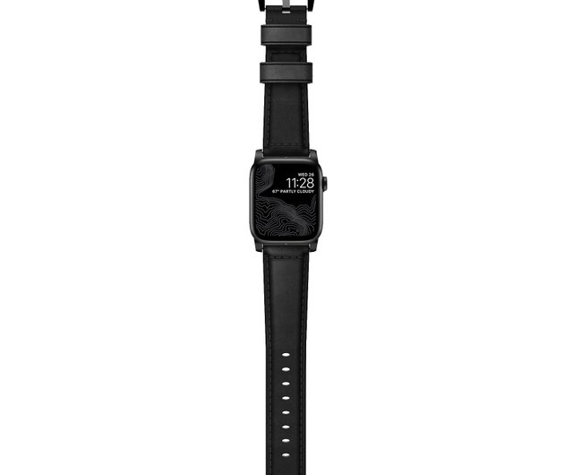 美國NOMAD】 Apple Watch專用質樸黑皮革錶帶經典黑45/44/42mm - 設計館