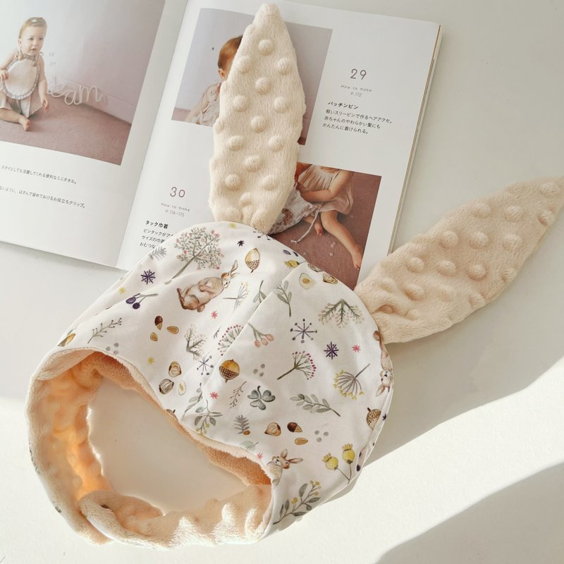 秘境森林小兔 手工嬰幼兒保暖飛行帽 嬰兒帽 - 嬰兒帽子/髮帶 - 棉．麻 