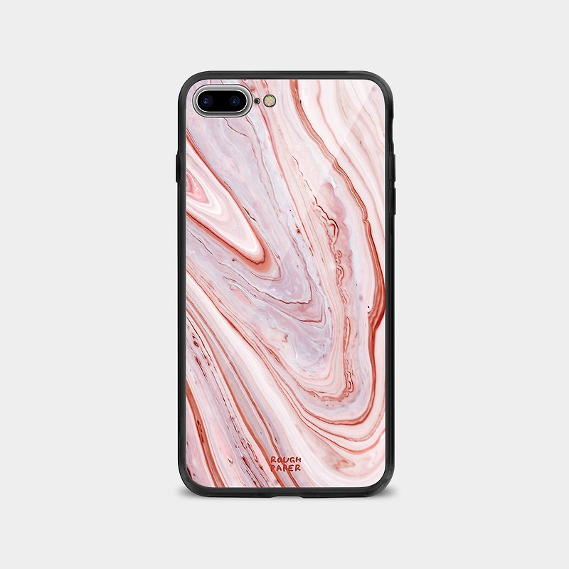 Elegant Pink Marble | Tempered Glass Case | Customized Phone Case - เคส/ซองมือถือ - พลาสติก สีใส