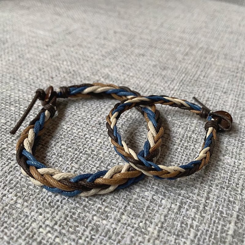 Braided surf bracelet and anklet-coffee blue and white model SFG_CLUB - สร้อยข้อมือ - ผ้าฝ้าย/ผ้าลินิน หลากหลายสี