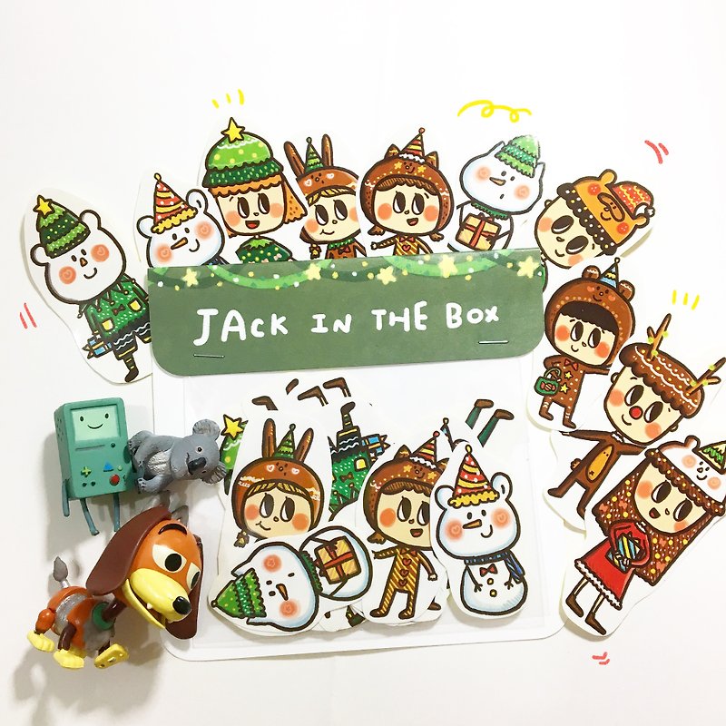JACK IN THE BOX 聖誕節限定白底貼紙 - 貼紙 - 紙 