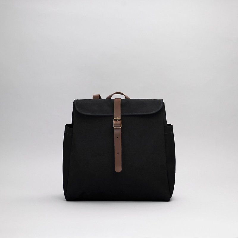 |Handmade in Spain | Ölend Tokyo Canvas Backpack (Black) - Backpacks - Genuine Leather Black