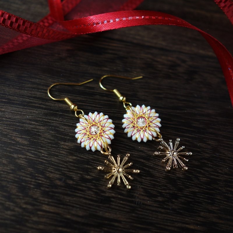 閃亮聖誕耳環 / 耳夾 | 絹線製 | 免運費 - 耳環/耳夾/耳骨夾 - 絲．絹 金色