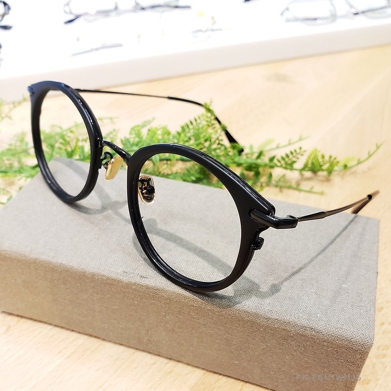 The highest grade UV420 blue light filter 0 degree glasses in the site│Matte black round shape texture WM25 - Glasses & Frames - Other Metals Brown