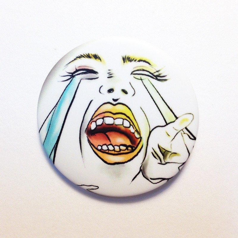 The hilarious laughing Egghead / pin back buttons - Badges & Pins - Plastic White