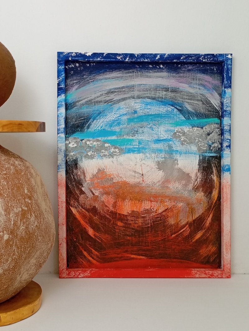 Art poster panel painting Born planet - 海報/掛畫/掛布 - 其他材質 藍色