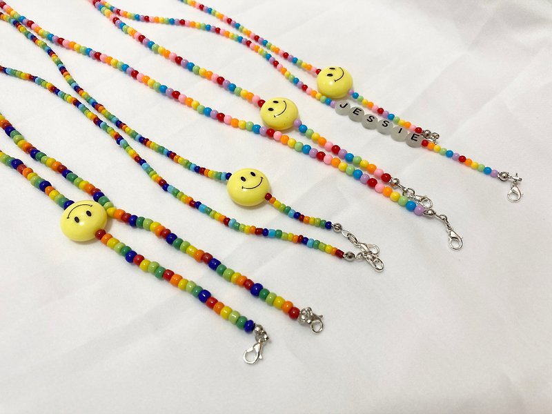 Smile Rainbow Beaded Epidemic Prevention Series/Mask Lanyard/Mask Necklace can be shipped - Lanyards & Straps - Plastic 