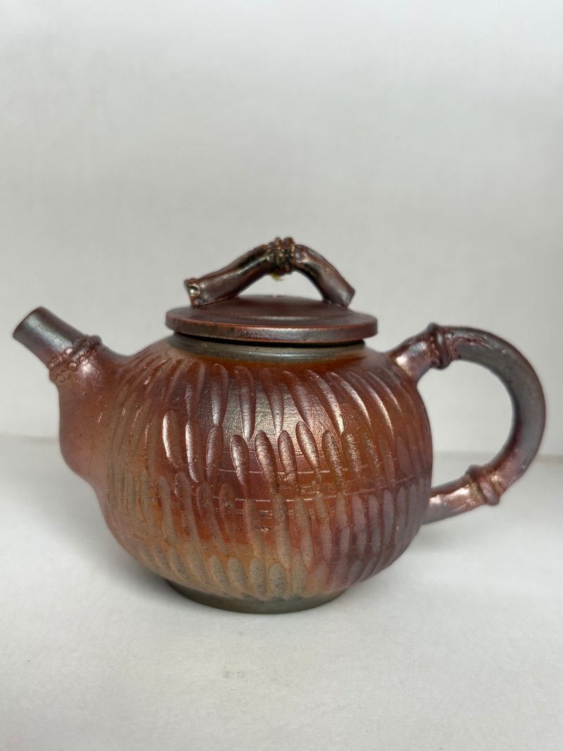 柴燒紫金竹節壺 - 茶壺/茶杯/茶具 - 陶 