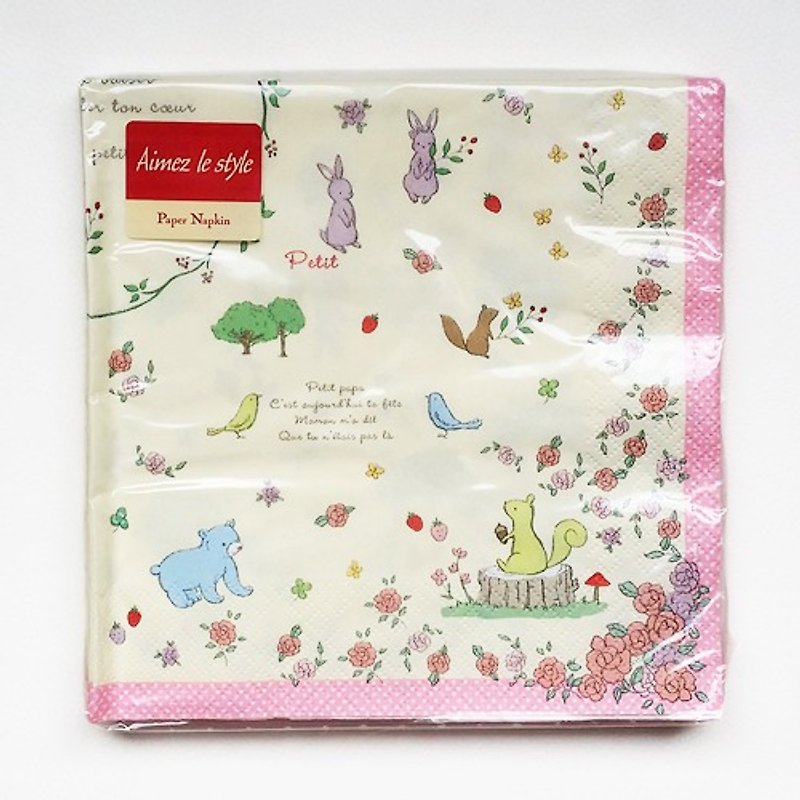 Aimez le style napkin 10 into the German system [small forest animals (00057)] - Place Mats & Dining Décor - Paper Multicolor