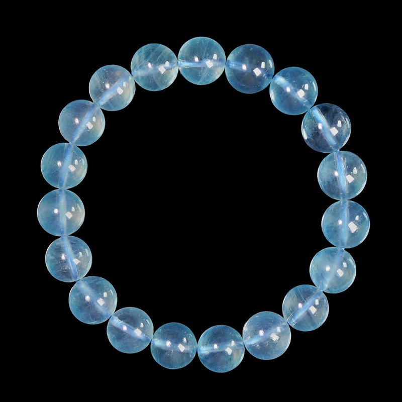 【正佳珠寶】海藍寶 頂級冰質透藍 9.8-10.3mm 海藍寶手珠 - 手鍊/手環 - 半寶石 多色