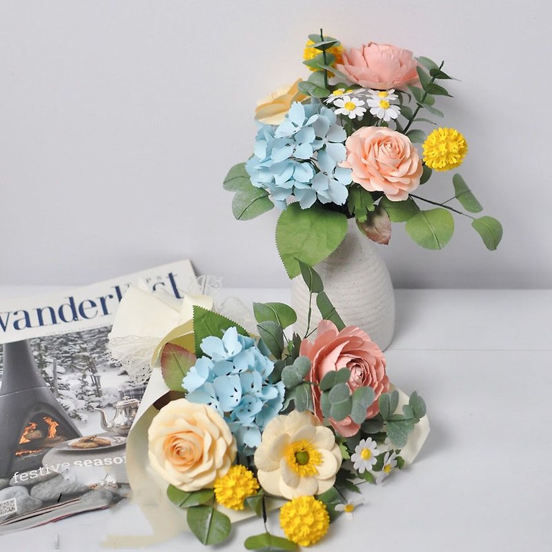Youthful Blossom - Paper Flowers Bunch In Craft Box - Dried Flowers & Bouquets - Eco-Friendly Materials 