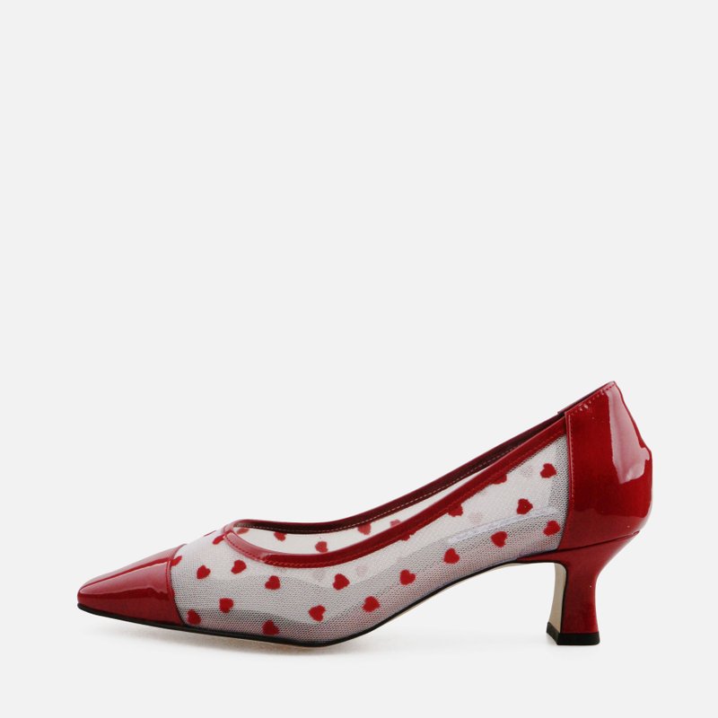 JUDY HEART PUMPS RED - High Heels - Genuine Leather Red