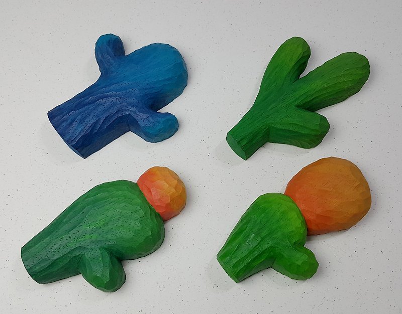 [Woodcut] succulents shape magnet ABCD paragraph [4] - optionally a message, please ask styles - Magnets - Wood Multicolor