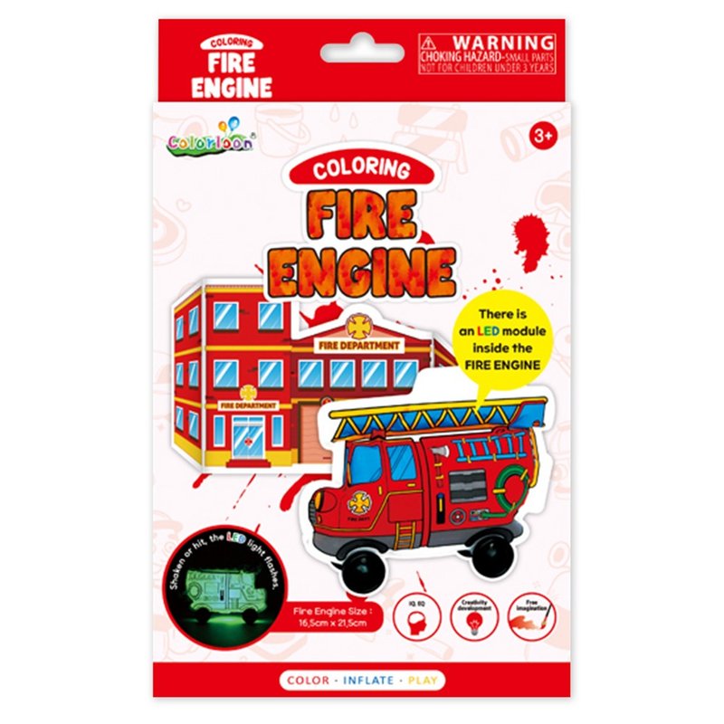 韓國 Colorloon 3D造型手繪紙氣球-消防車系列 - 寶寶/兒童玩具/玩偶 - 紙 多色