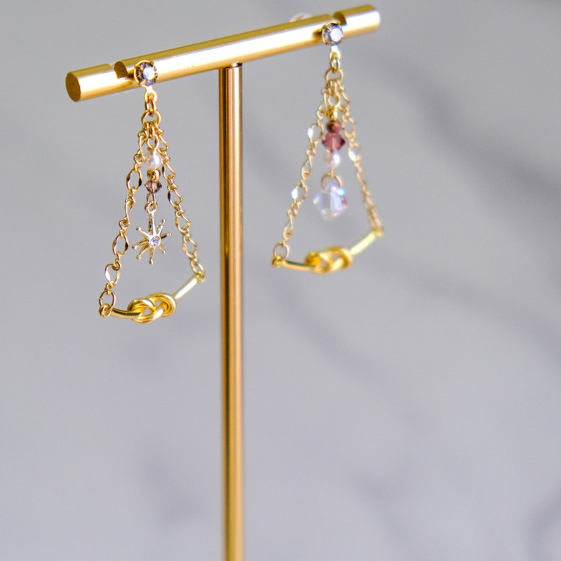 Isis | Ancient Egypt Pyramid Triangle Cutout Swarovski Kink Crystal Earrings - Earrings & Clip-ons - Other Metals Gold