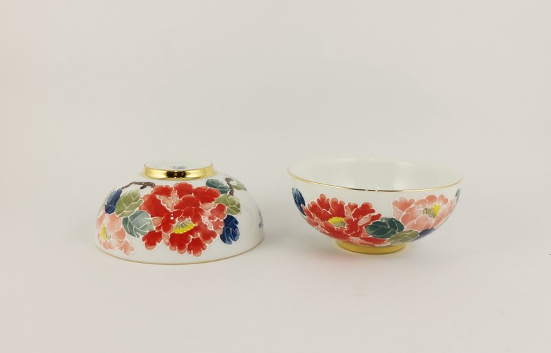 純手繪茶杯-牡丹對杯(中圓杯)-紅花 - 茶壺/茶杯/茶具 - 瓷 紅色