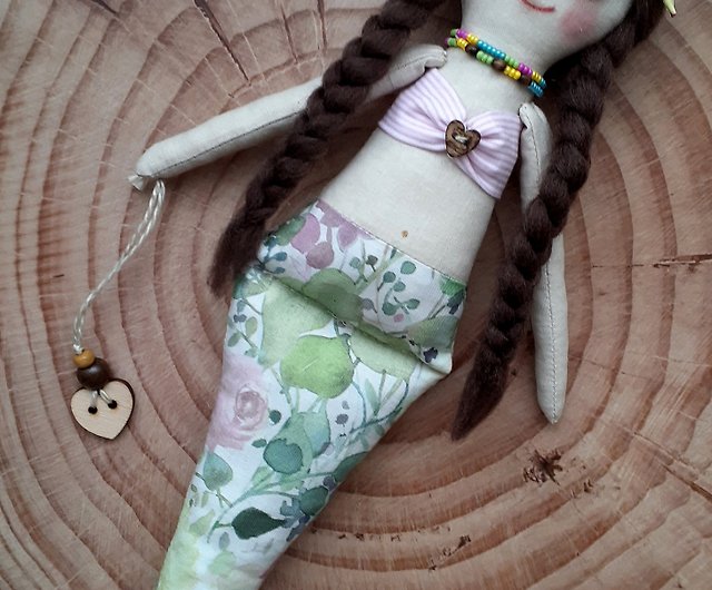 マーメイドアート人形、手作り布人形、ソフトぬいぐるみ布人形