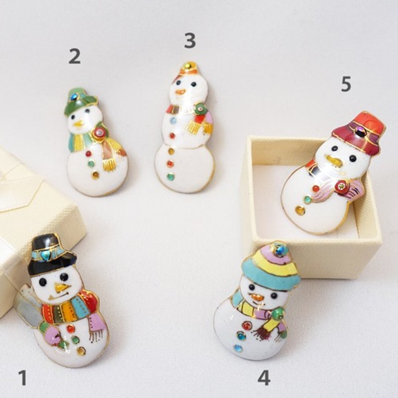 Snowman Cloisonne Brooch 2020 - เข็มกลัด - โลหะ ขาว