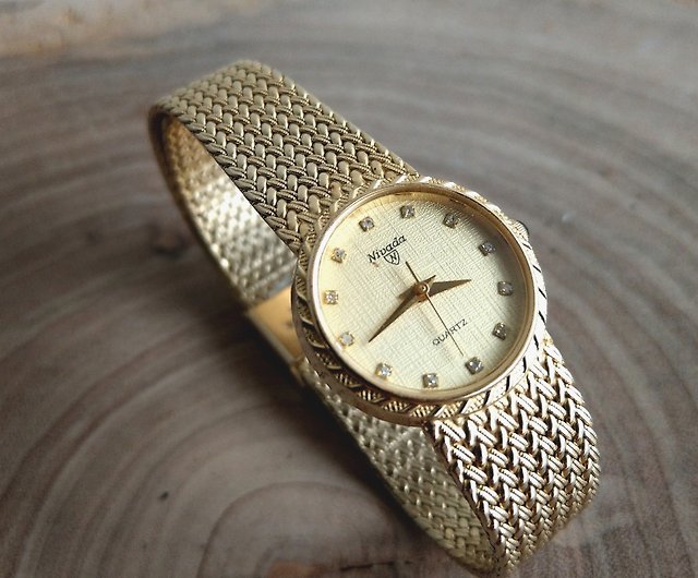 腕時計(アナログ)Nivada Wrist Watch Gold Quartzニバダ腕時計ゴールド