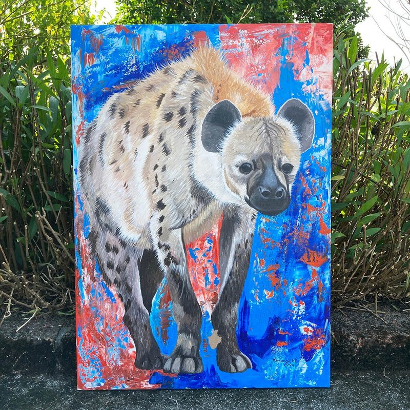 [V048 Spotted Hyena] African art shipped to Taiwan by air/70x50cm - โปสเตอร์ - วัสดุอื่นๆ 