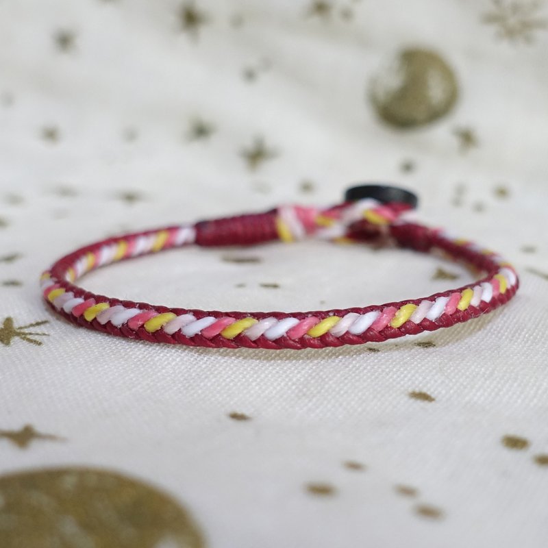 Sakura│Classic braided diagonal style│Waterproof Wax surf bracelet and anklet - Bracelets - Waterproof Material Pink