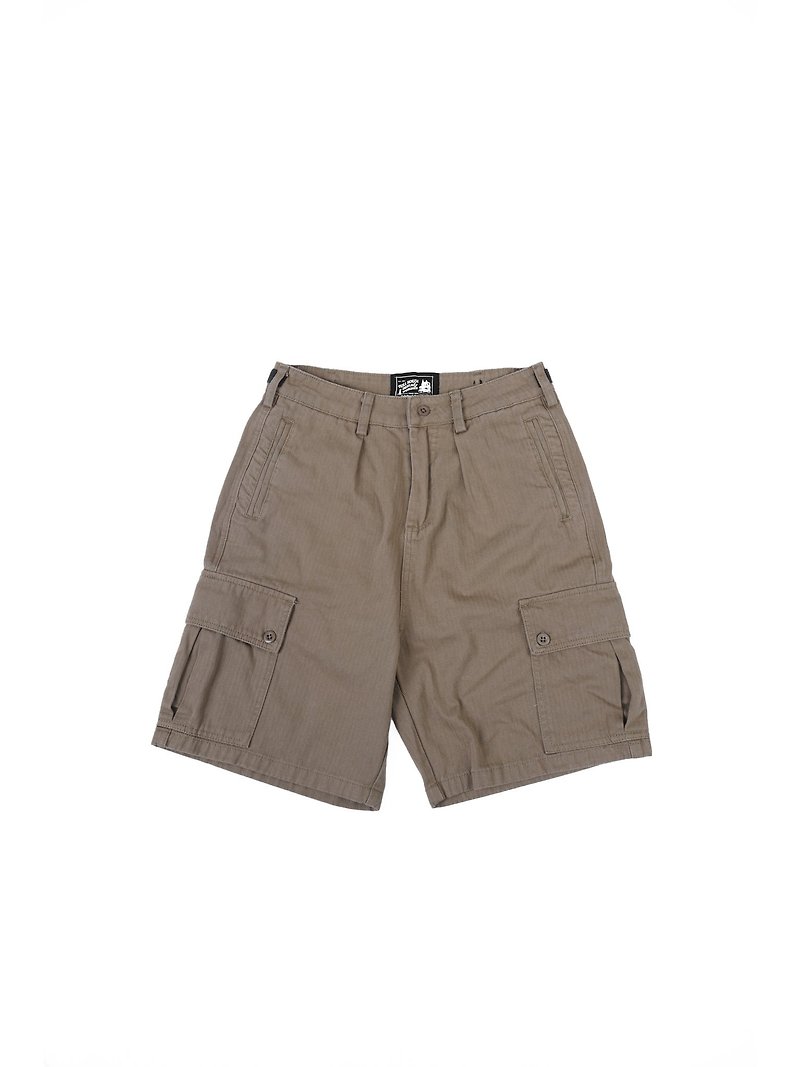[Buy one get one free local shipping] HBT04 Army Shorts Herringbone Military Shorts - Unisex Pants - Cotton & Hemp Brown