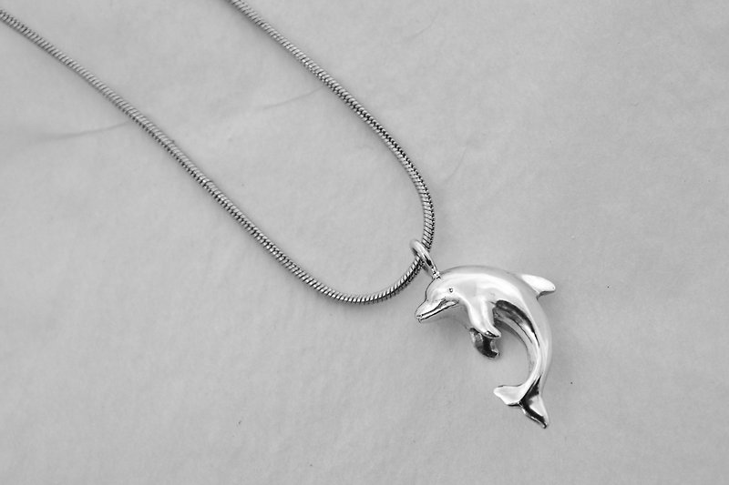 925 Sterling Silver Dolphin Jumping Necklace - Necklaces - Sterling Silver Silver