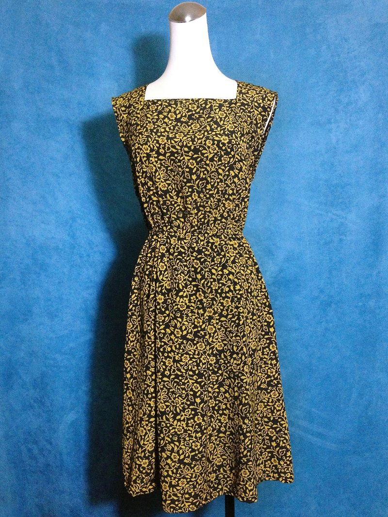 Ping-pong vintage [vintage dress / flower square collar vintage sleeveless dress] bring back foreign VINTAGE - One Piece Dresses - Polyester Multicolor
