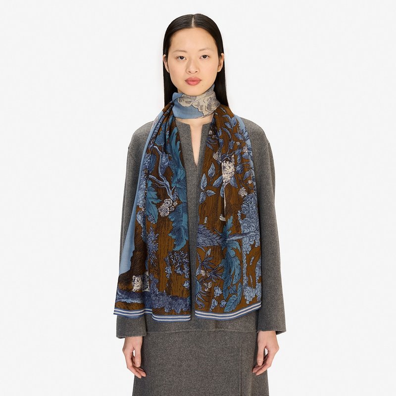 【INOUI EDITIONS】HISTOIRE 羊毛圍巾70 - 灰藍 - 圍巾/披肩 - 羊毛 藍色