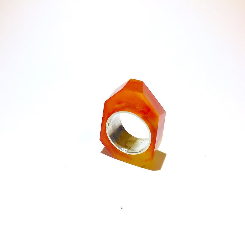 PRISMリング　ゴールド・オレンジ - リング - 紙 オレンジ