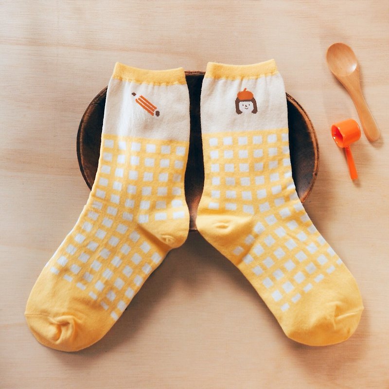 蜂蜜 / 右手超人襪 - 襪子 - 棉．麻 黃色