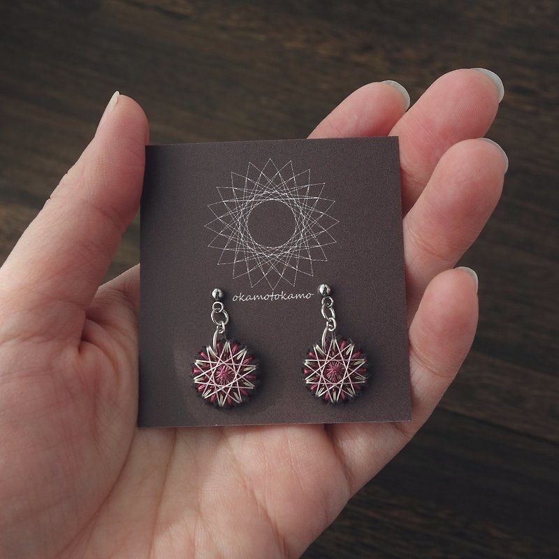 little magic circle earrings / burgundy / silk thread / minimal / free shipping - ต่างหู - ผ้าไหม สีม่วง