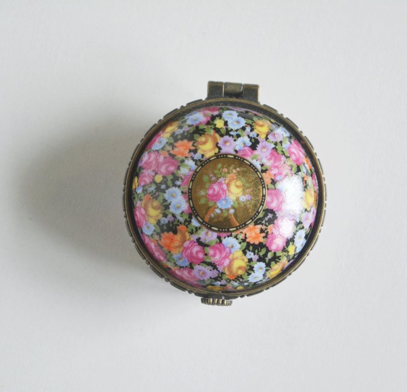 早期法國舊貨 手繪碎花裝飾小盒 - 擺飾/家飾品 - 瓷 多色