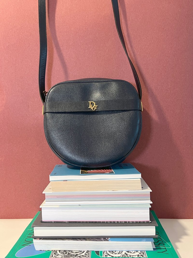 Christian Dior Shoulder Bag中古美品深藍色皮革側肩包斜背袋 - 側背包/斜背包 - 真皮 藍色