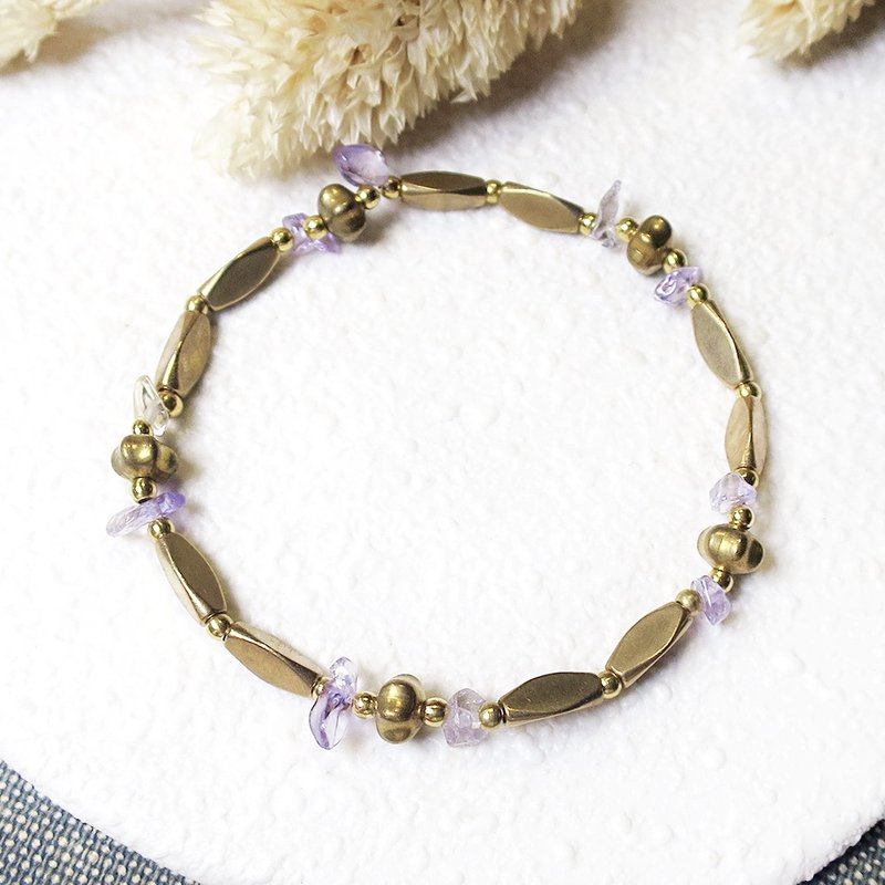 VIIART. Fujika. Amethyst Bronze Bracelet | February Birthstone Lucky Bracelet - สร้อยข้อมือ - ทองแดงทองเหลือง สีม่วง