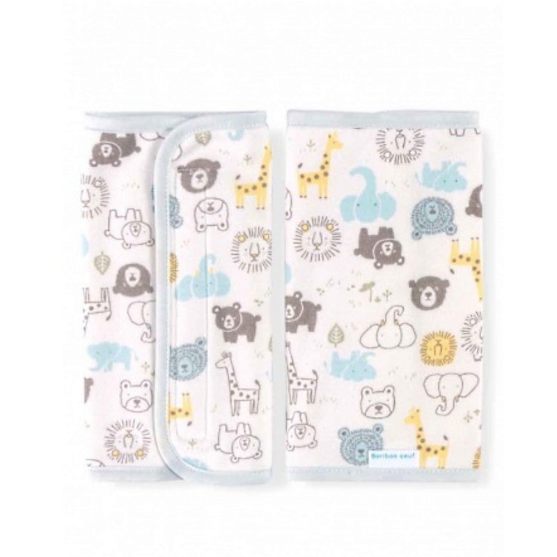 Japan Boribon oeuf colorful zoo back scarf saliva towel (1 set of 2) - Bibs - Cotton & Hemp White