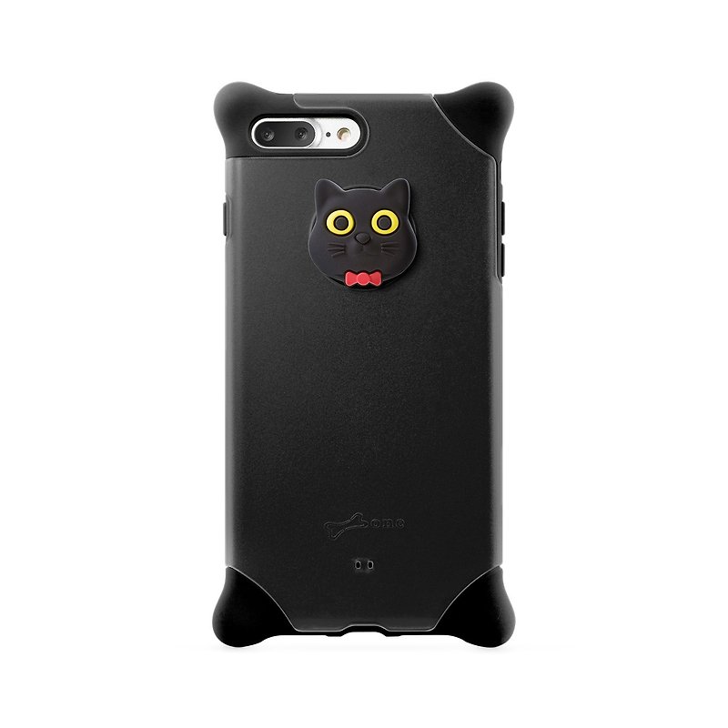 Bone / iPhone 8 Plus / 7 Plus Bubble Protector Case - Cat - Phone Cases - Silicone Black