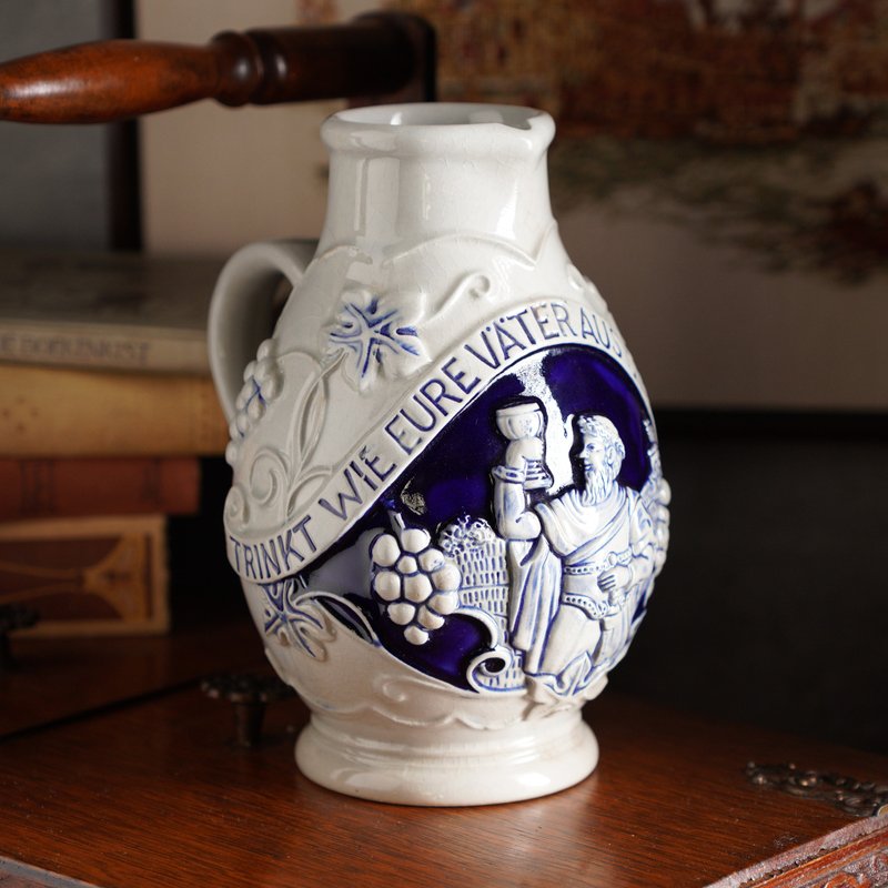 Vintage German wine pitcher - แก้วไวน์ - ดินเผา สีน้ำเงิน