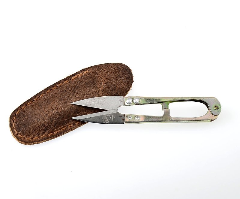【U6.JP6 Handmade Leather Goods】-Hand-stitched leather small scissors holster/scissors safety holster - กรรไกร - หนังแท้ 