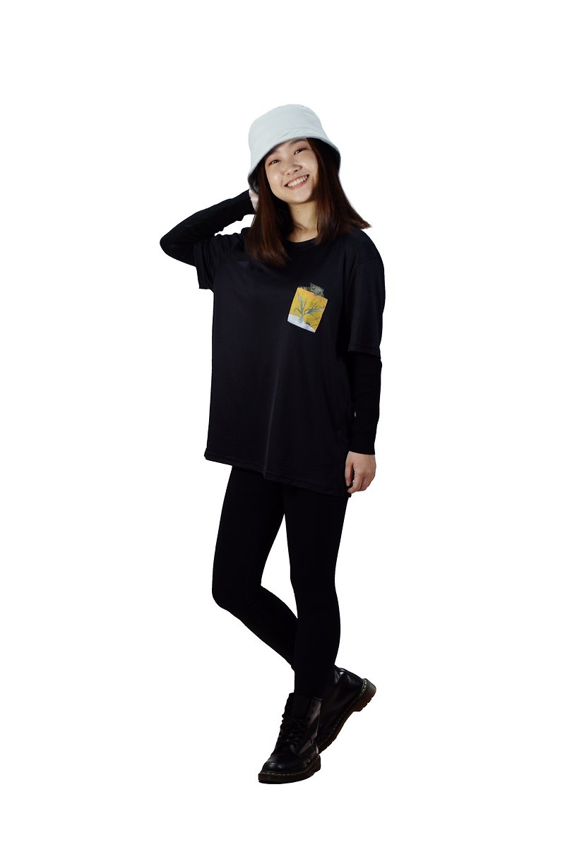 Graphene Vitality Clothing Sanyu Series-Flower - เสื้อยืดผู้ชาย - ไนลอน สีดำ