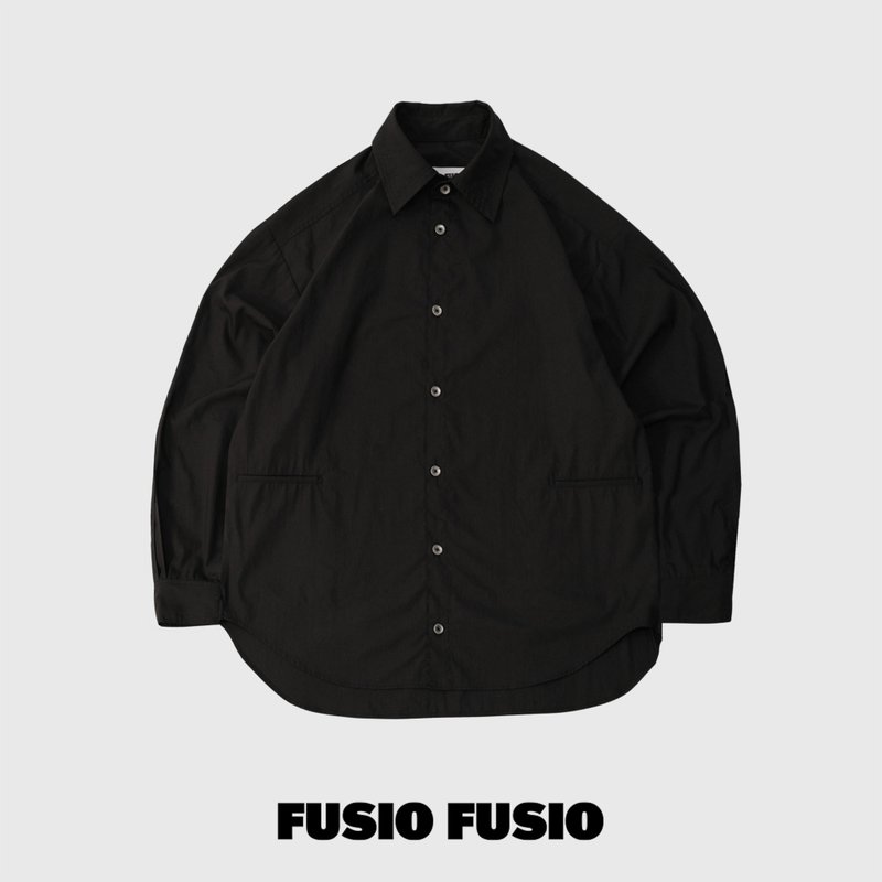 FUSIO FUSIO - Classic Shirt -Black - Men's Shirts - Cotton & Hemp Black