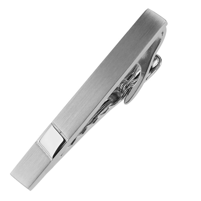50mm Brush Silver Two Tone Tie Clips