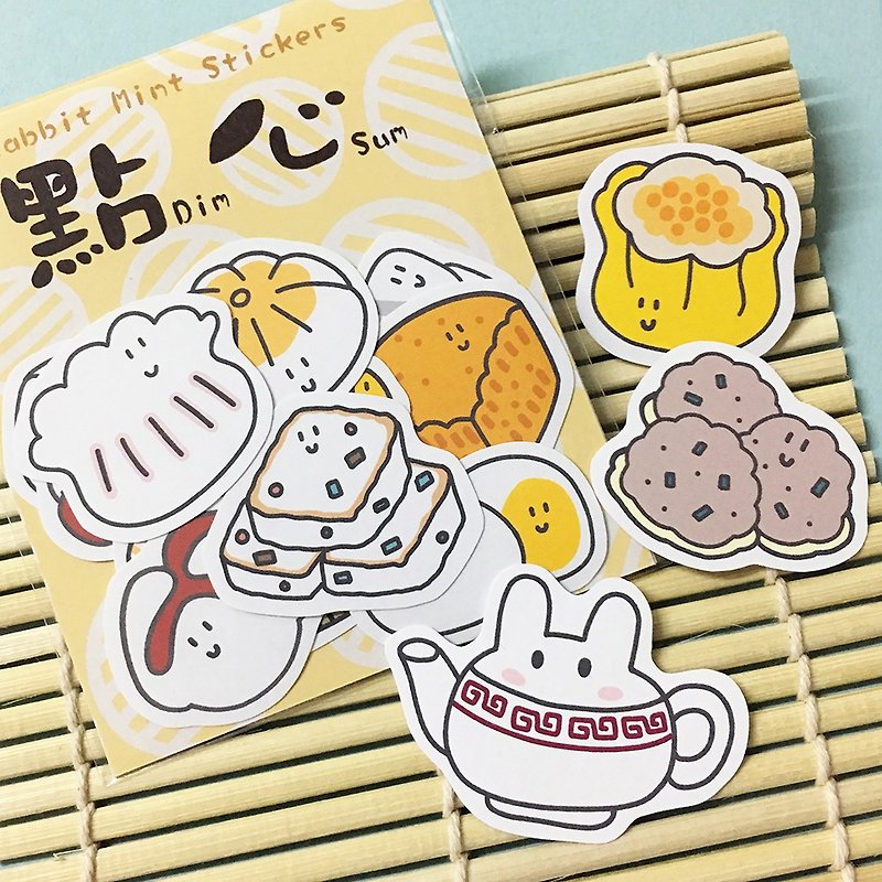 Rabbits eat rice fried rice cake - dessert platter Stickers - สติกเกอร์ - กระดาษ 